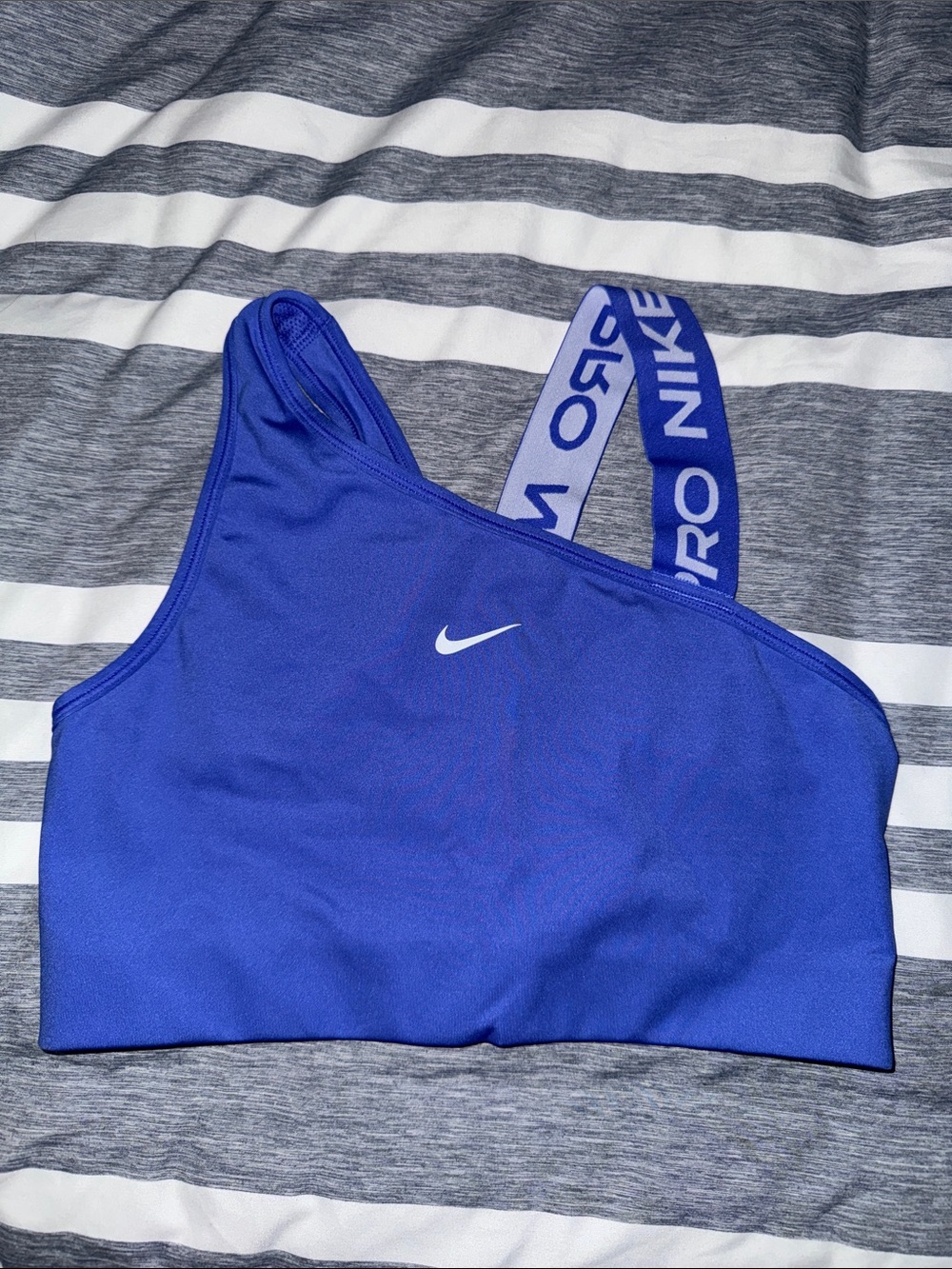 NWOT Nike One-Shoulder Sports Bra in Royal Blue with Branded Strap
